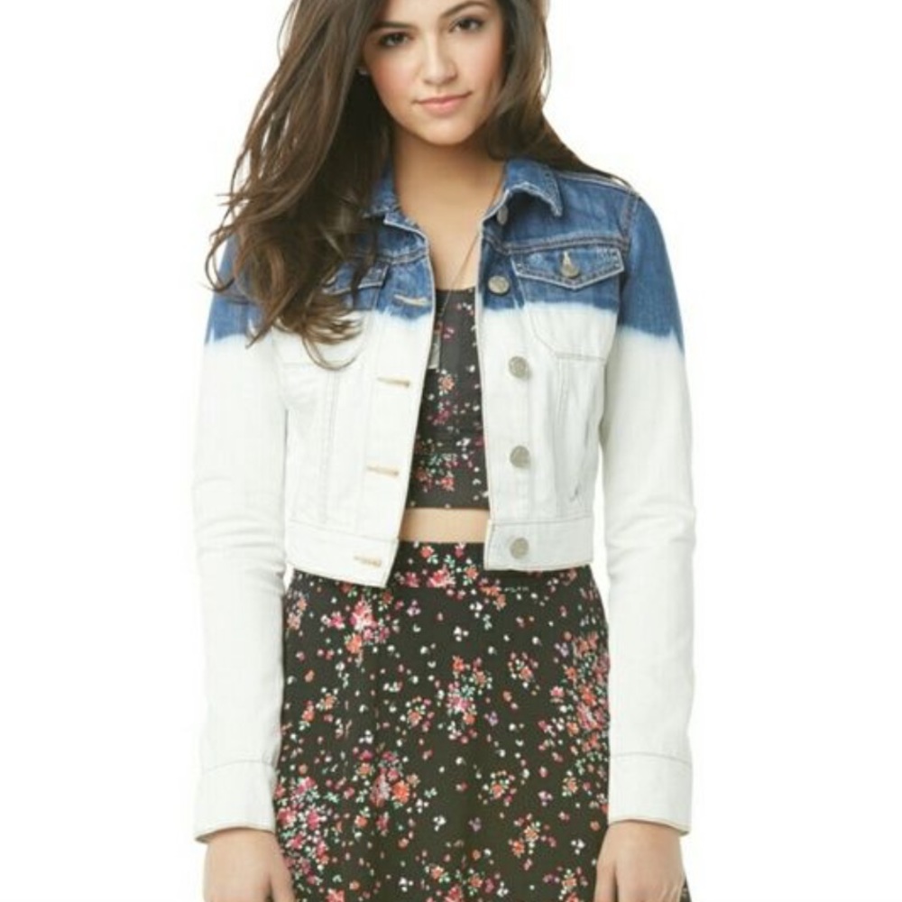 Crop top jean jacket denim ombré
